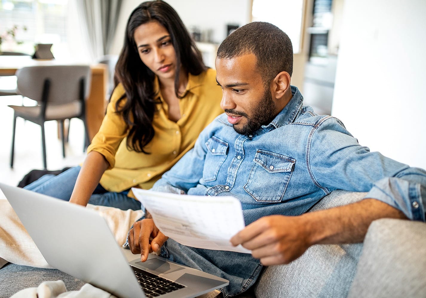 Couple reviewing their energy bill